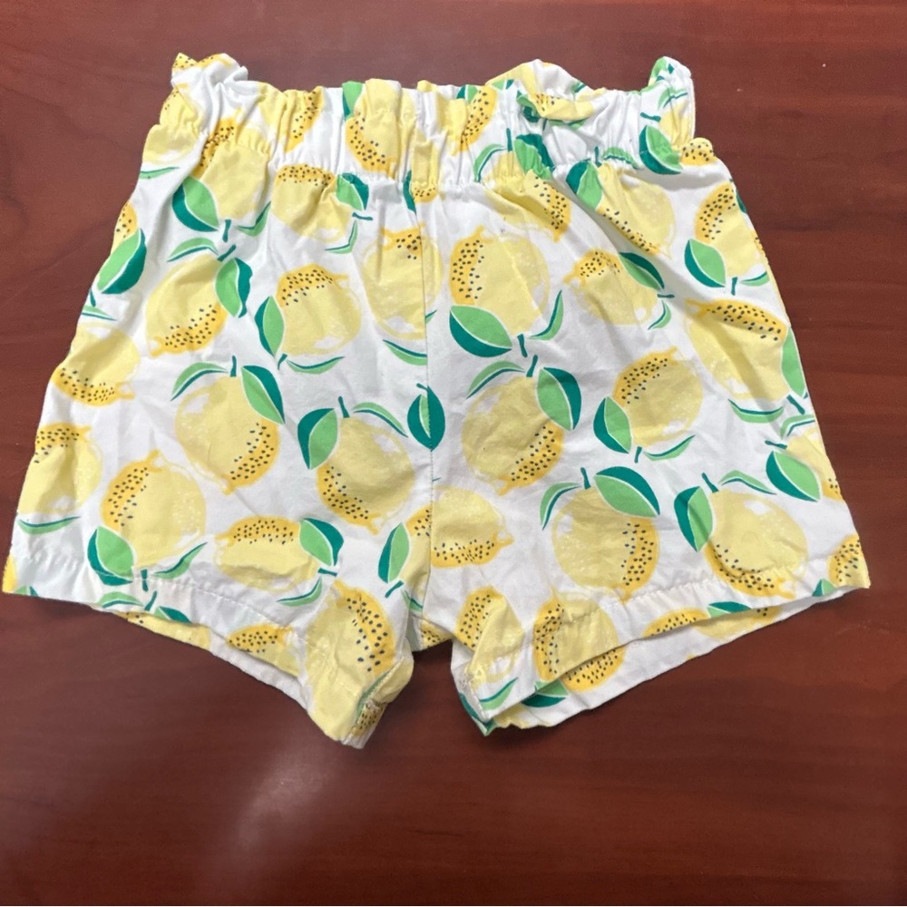 Kidget Lemon Print Ruffle Waist Shorts Yellow Green Summer‎ Cute